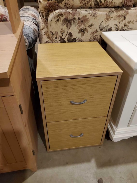 WOODEN 2-DRAWER FILE CABINET (16"W X 24"H X 16"D)
