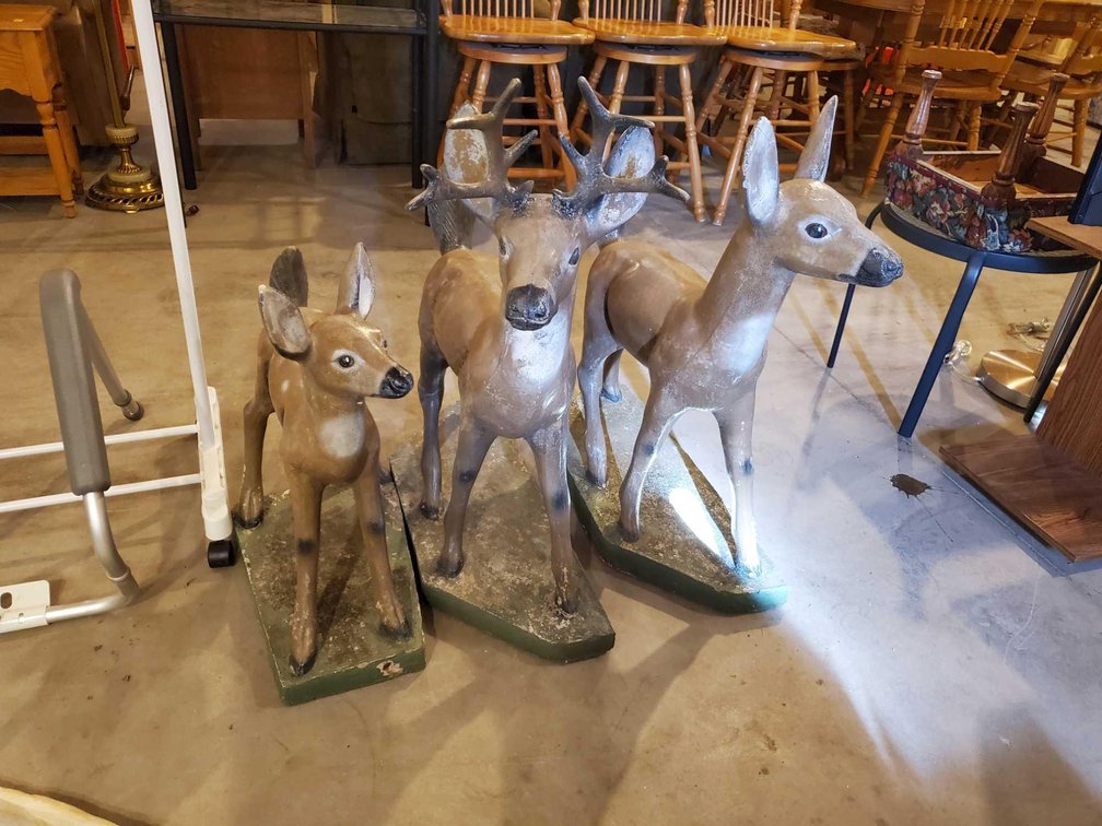 3-PIECE SET CONCRETE DEER LAWN ART STATUES