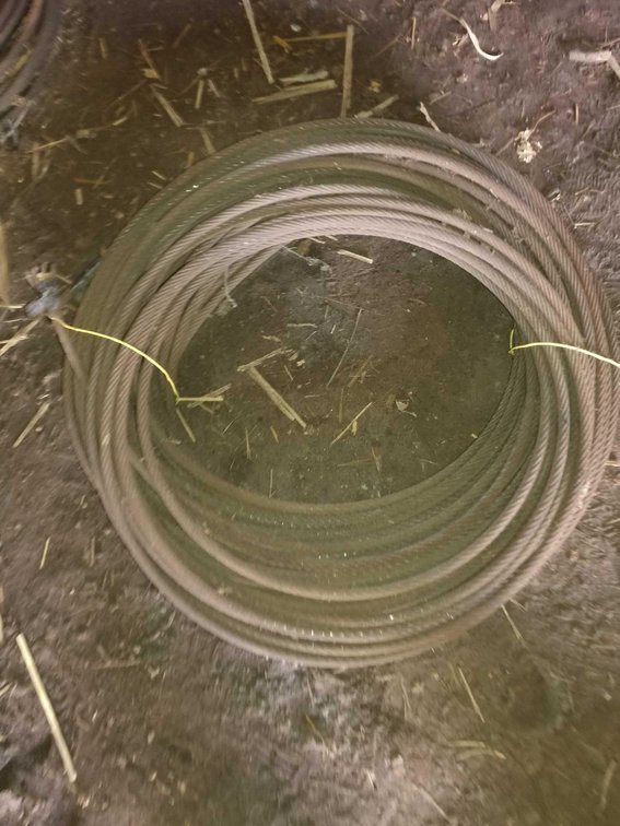 (I-157B) 1/2 INCH STEEL BRAIDED CABLE, UNKNOWN LENGTH
