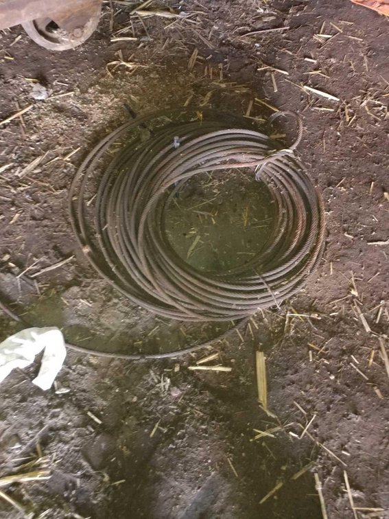 (I-156B) 1/2 INCH STEEL BRAIDED CABLE, UNKNOWN LENGTH 