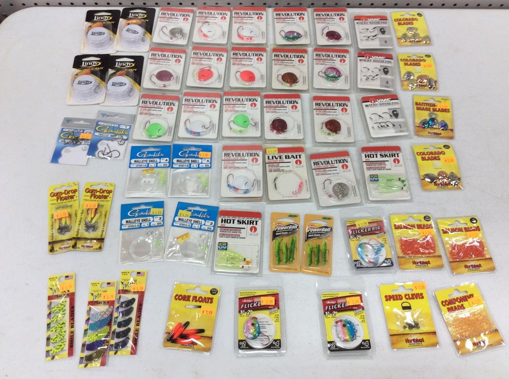 ASSORTMENT OF HYDRO FLOW RIGS, SPINNERS, BLADES, BEADS, HOOKS, & FLOATERS