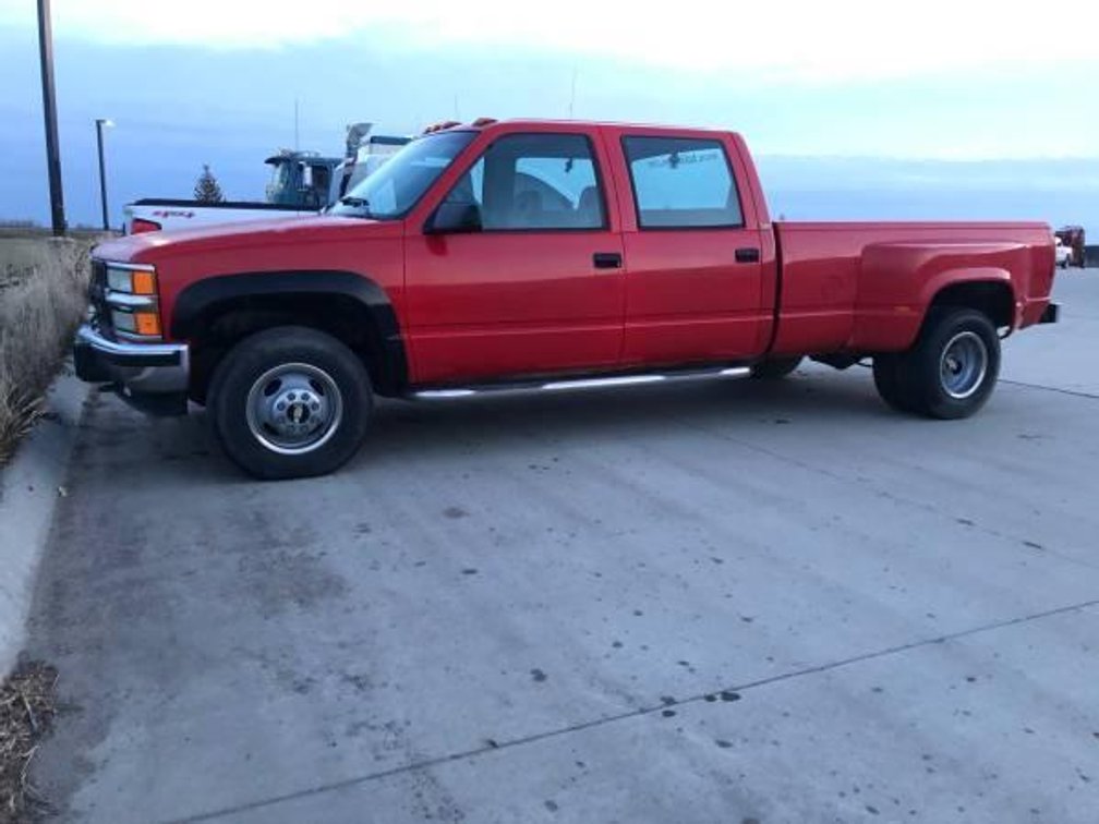 1994 CHEVROLET K3500 CREW CAB SILVERADO DUALLY 4X4, 2ND OWNER, 198,000 MILES ON BODY, 6.5 TURBO DIES