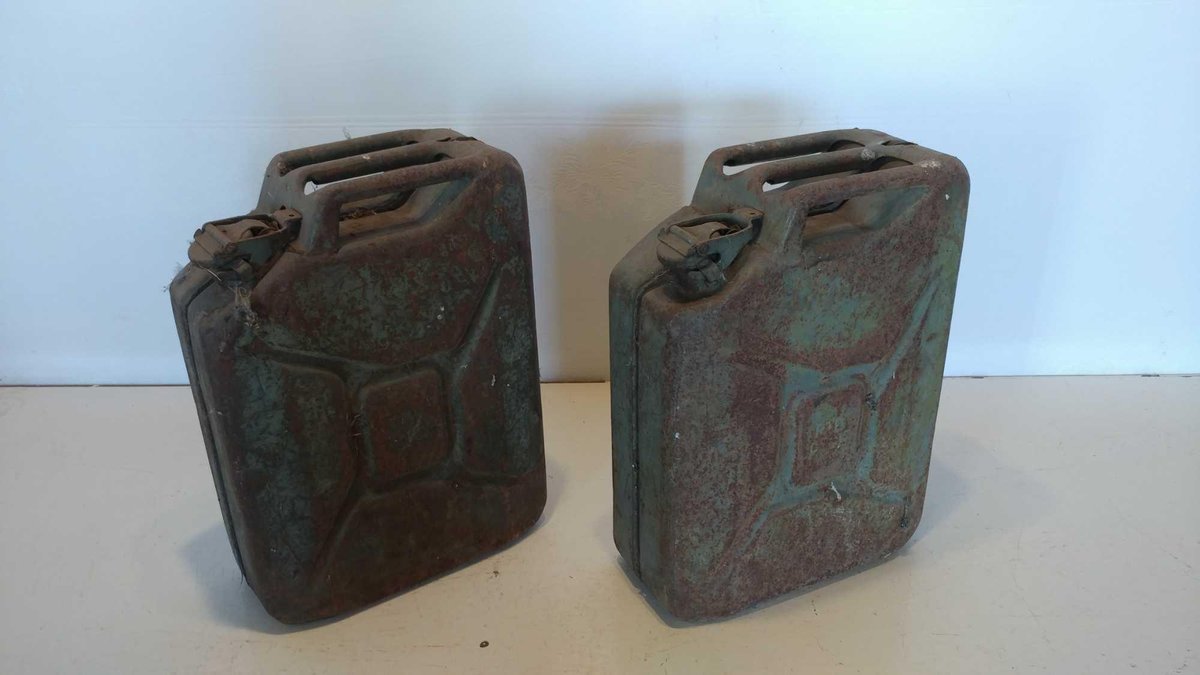 (2) VINTAGE METAL GAS CANS