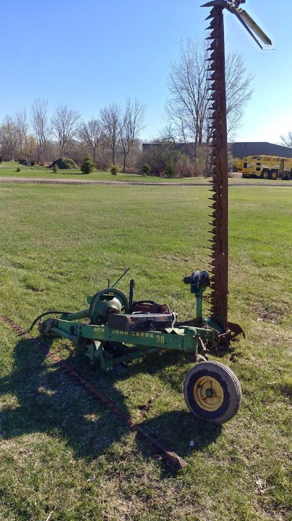 JOHN DEERE 38, REAR MOUNTED SICKLE MOWER, HYDRAULIC RAISE AND LOWER, 540 PTO, ELECTRIC WINCH TO RAIS