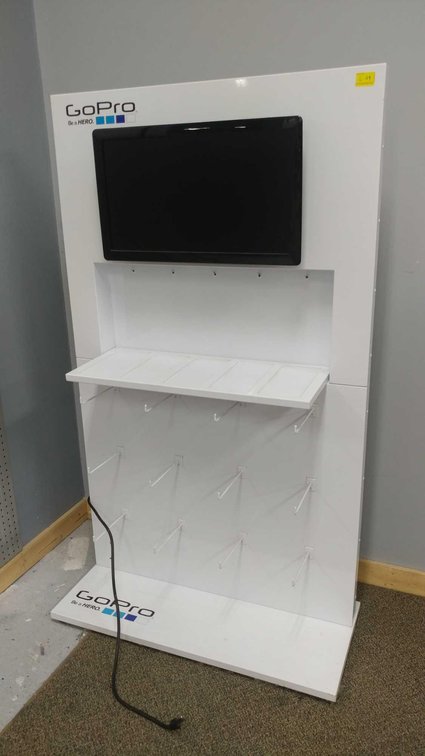GO PRO DISPLAY STAND W/MONITOR (36"Hx62"Hx16"D)