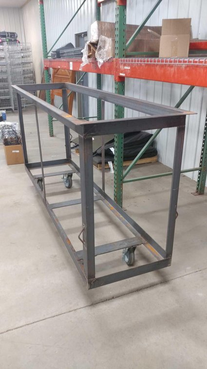 STEEL CART W/CASTER WHEELS (100"Wx51"Hx28 1/2"D)