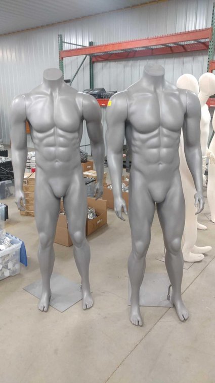 (2) SILVER STORE MANNEQUINS 