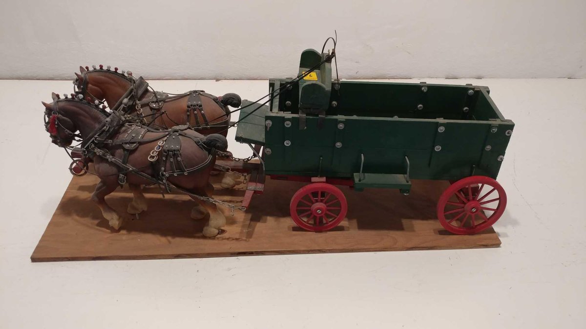 1920S GRAIN WAGON W/(2) DRAFT HORSES