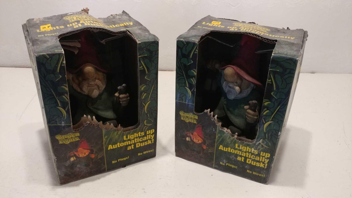 (2) GARDEN LIGHTS ILLUMINATED GNOMES 