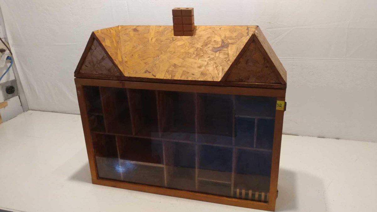 HAND MADE HOUSE SHAPED DISPLAY CABINET 