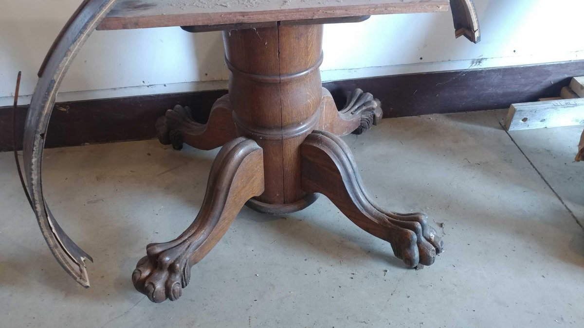 WOODEN KITCHEN TABLE (BROKEN TOP)