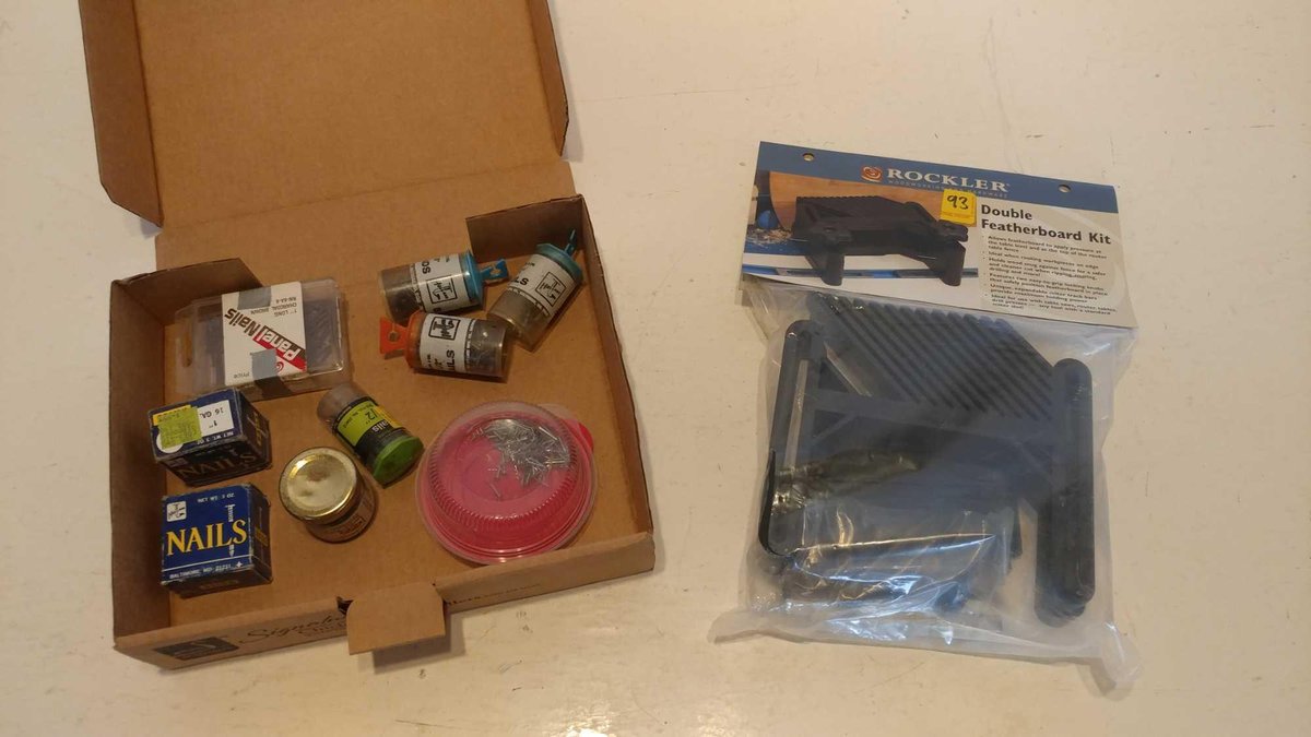 ROCKLER DOUBLE FEATHER BOARD KIT AND ASSORTMENT OF FINISHING NAILS