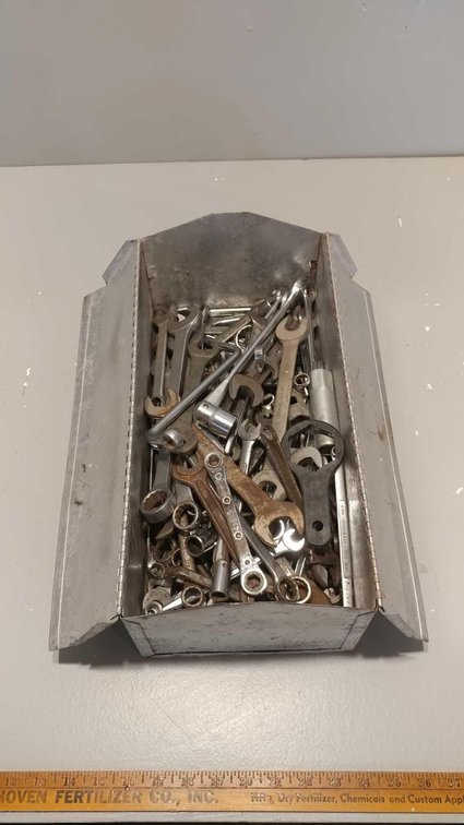 LARGE ASSORTMENT OF WRENCHES (VARIOUS SIZES) w/INDUSTRIAL TOOL BOX
