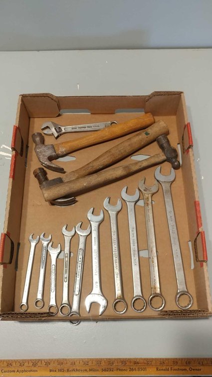 HAMMERS and ASSORTMENT OF WRENCHES (VARIOUS SIZES)