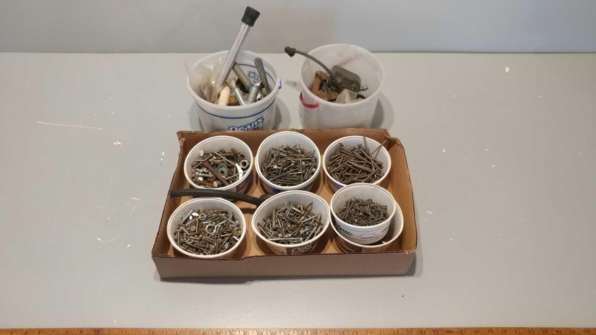 LARGE ASSORTMENT OF BOLTS, NUTS, NAILS, SCREWS, & FITTINGS