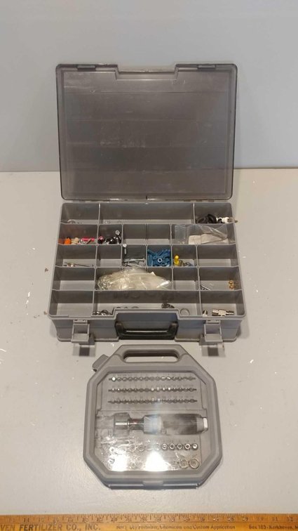 RATCHET DRIVER SET and ASSORTMENT OF HARDWARE w/STORAGE CASE