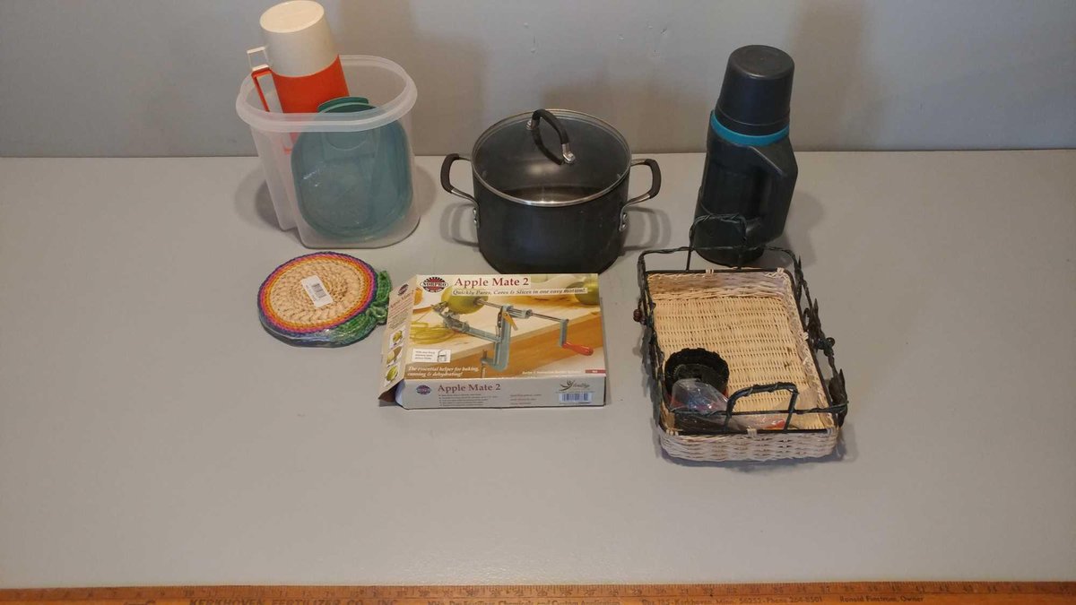 NORPRO APPLE MATE 2 CORER and (2) THERMOSES and ASSORTED KITCHENWARE
