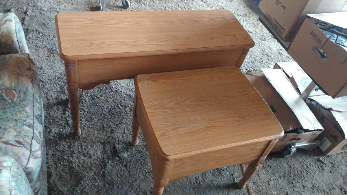 SIDE TABLE SET (LARGER: 44" x 29" x 16" and SMALLER: (24" x 26" x 22")
