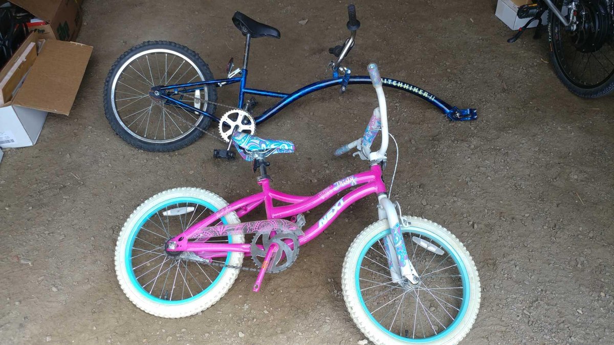 HITCHHIKER II TAG-A-LONG BIKE and MISTY NEXT KID'S BIKE (MISSING PEDAL)
