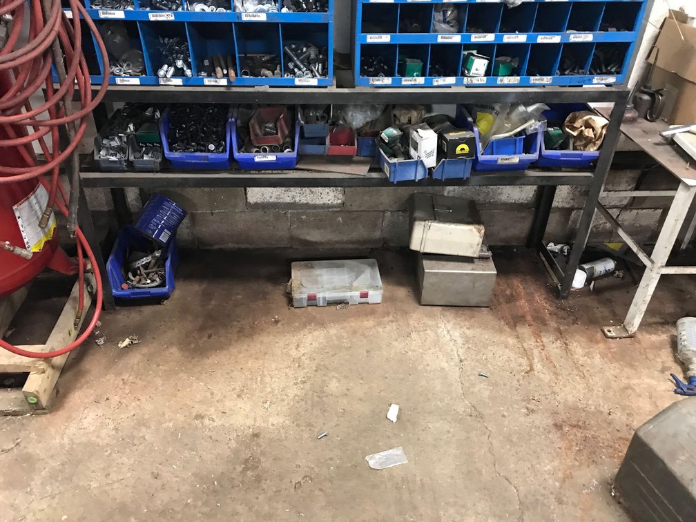 MISC HARDWARE NUTS,BOLTS AND CONTAINERS AND SHELF ( BLUE BOLT BINS NOT INCLUDED)