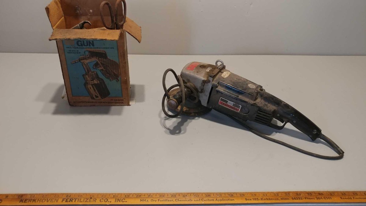 SEARS 6" ANGLE GRINDER and SEARS SANDBLAST GUN