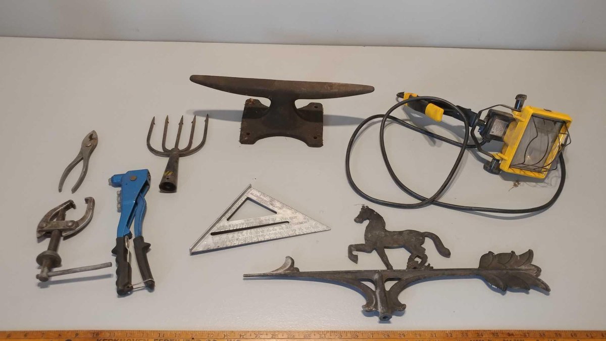 ANVIL and SPEED SQUARE and RIVET GUN and WEATHER VANE