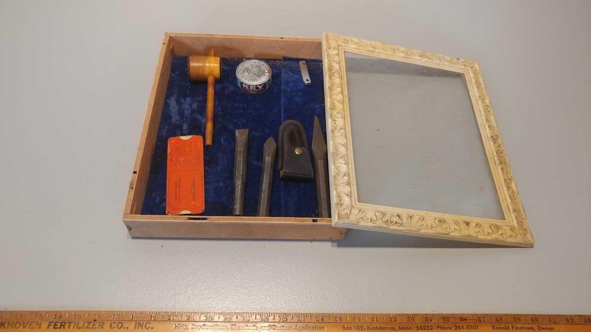 FELT-LINED COMMEMORATIVE KEEPSAKE BOX and MISC.