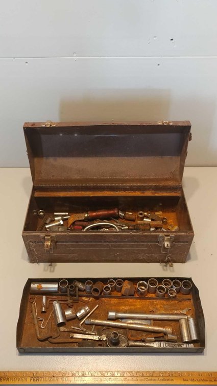 VINTAGE TOOL BOX w/MISC TOOLS