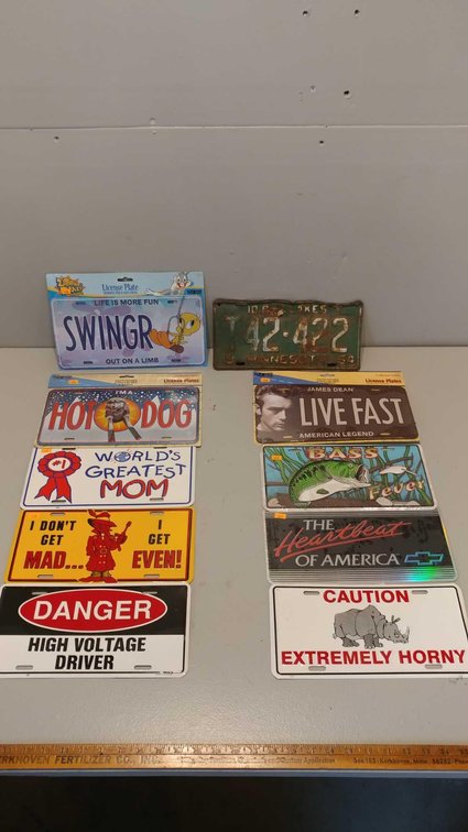 ASSORTMENT OF NOVELTY LICENSE PLATES