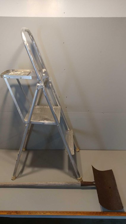 METAL STEP LADDER AND MEDAL SHOVEL