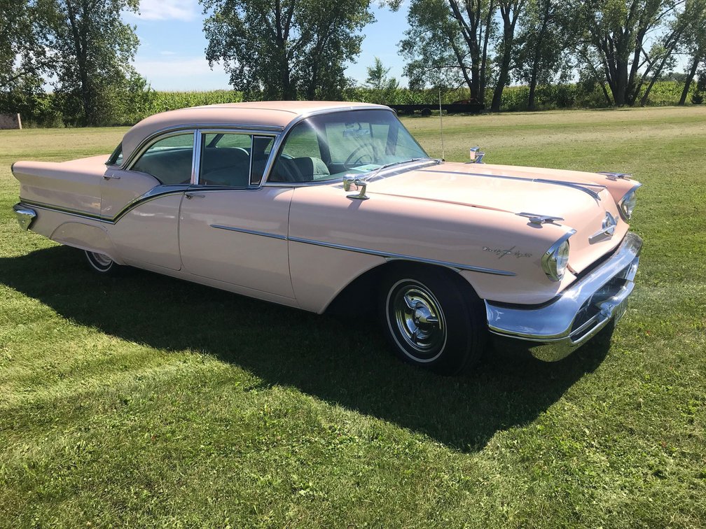 1957 OLDSMOBILE NINETY-EIGHT, J2 371 V8, 3RD OWNER SINCE NEW 84,233 MILES, AM RADIO, 4 DOOR, 8.85-14