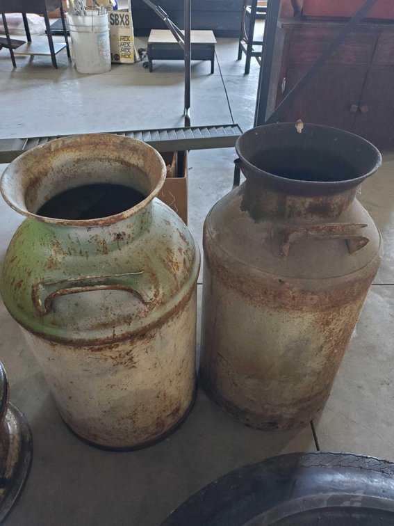 (2) ANTIQUE CREAM CANS