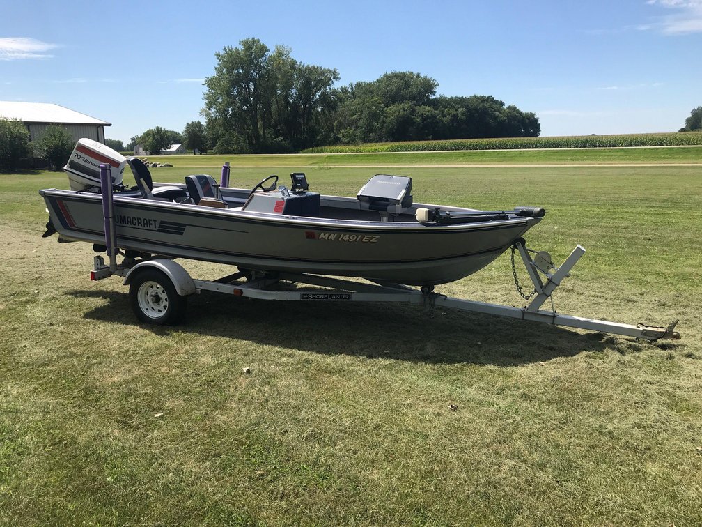 1986 ALUMACRAFT 16FT CLASSIC DELUXE, 12 VOLT TOLLING MOTOR, HUMMINGBIRD DEPTH FINDER, 70 HP 2 STROKE