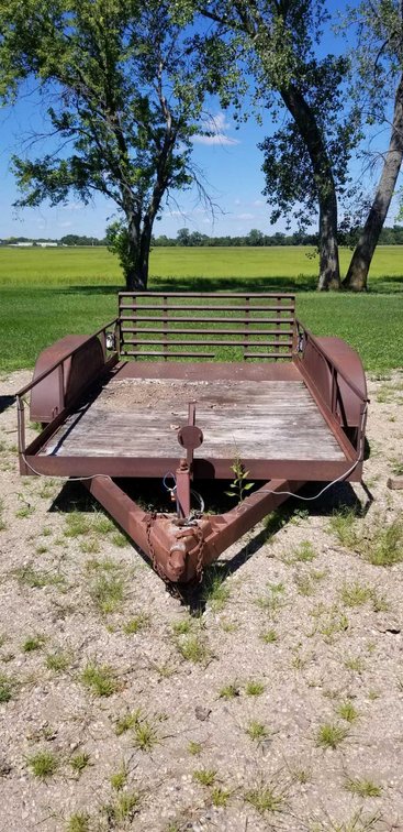 (TITLE) 77"X 12; TANDEM AXEL 5 BOLT HUBS, DROP GATE LIGHTS METAL AND WOOD FLOOR 17"SIDES, 2" RECEVER