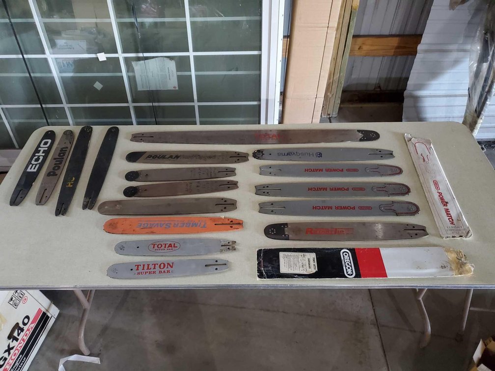 ASSORTMENT OF CHAIN SAW BARS, VARIOUS LENGTHS & SIZES