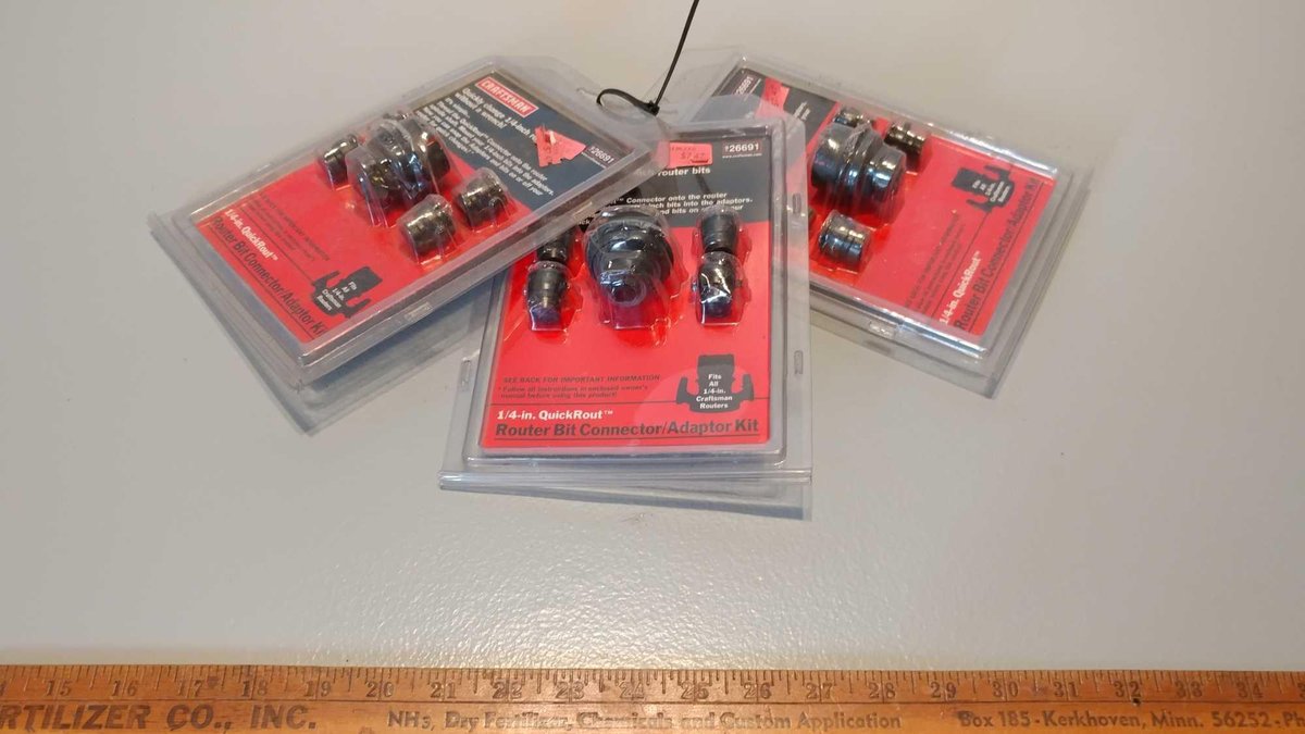 3 NEW CRAFTSMAN QUICKLY CHANGE 1/4" ROUTER BITS WITHOUT A WRENCH
