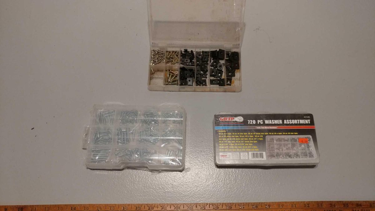 (3) HARDWARE ORGANIZERS WITH WASHER ASSORTMENT,VARIETY OF SCREWS