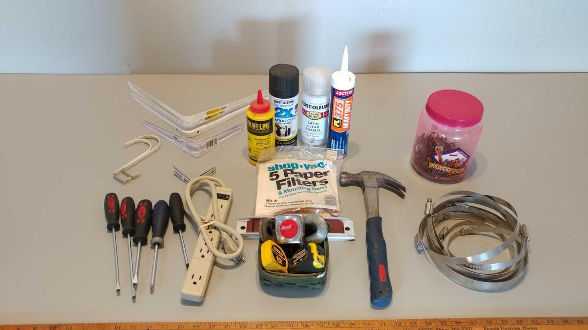 TAPE MEASURES, SCREWDRIVERS, HAMMER, AND MISC