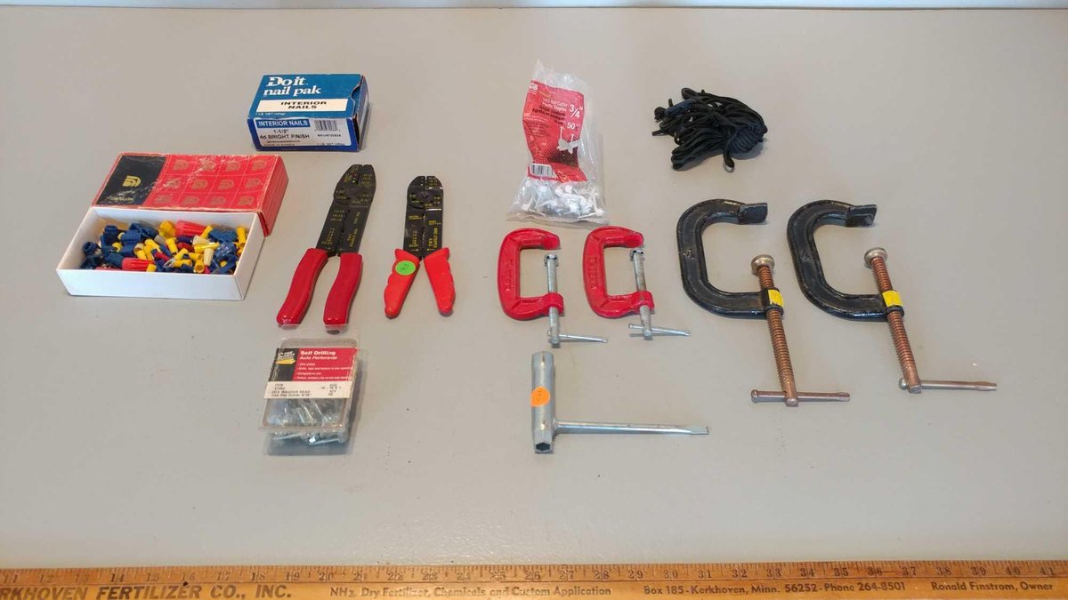 WIRE STRIPPERS, C CLAMPS, ROPE, AND MISC