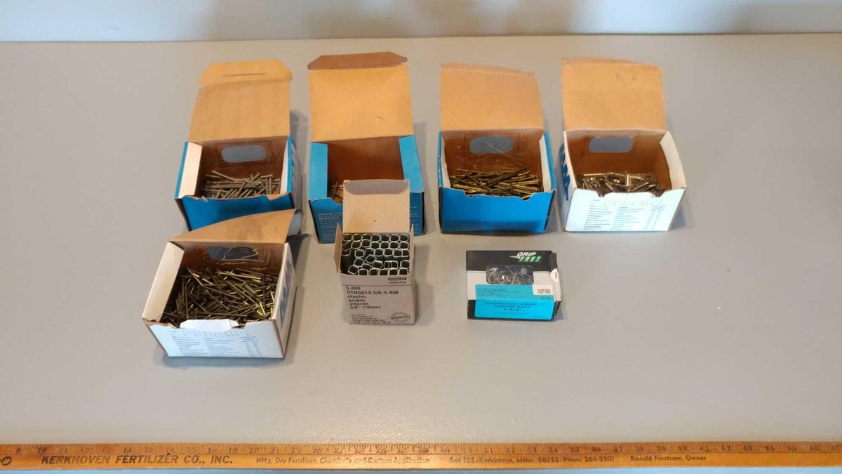 LARGE ASSORTMENT OF NAILS, AND STAPLES