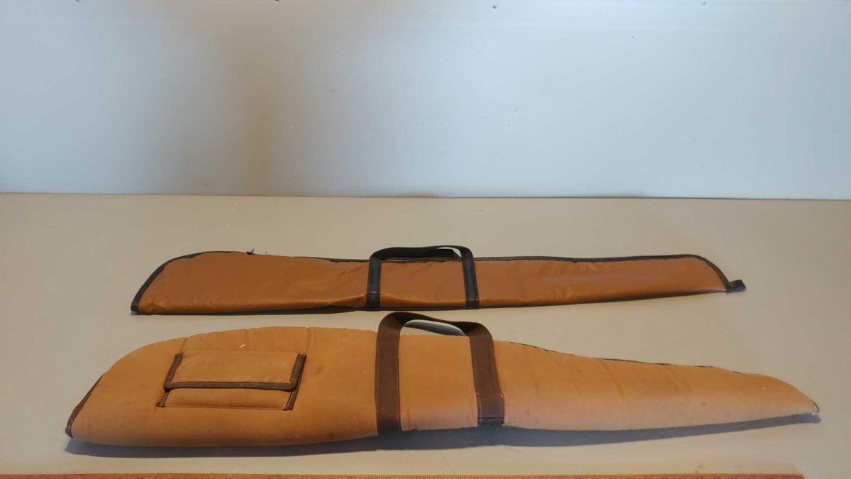 (I-15) BROWN HALF ZIP GUN CASE & BROWN CLOTH FULL ZIP PADDED GUN CASE, (ITEMS AT ZIELSDORF AUCTIONS)