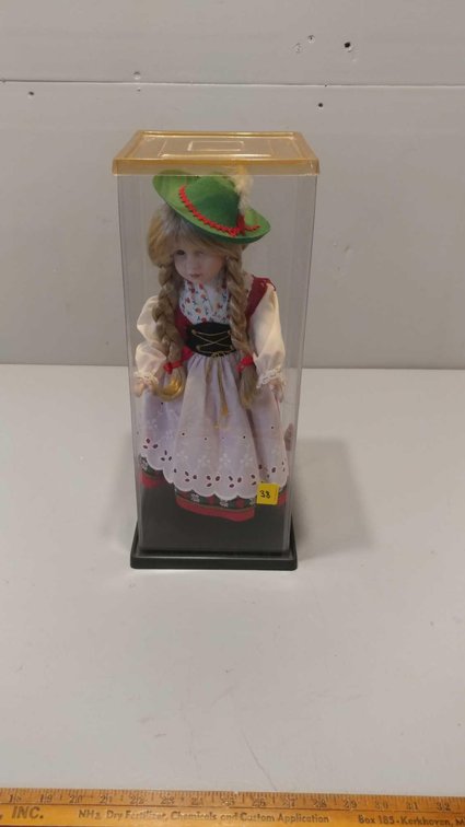 SCANDINAVIAN DOLL W/DOLL STAND INCLUDED & CASE, (NEW IN CASE)