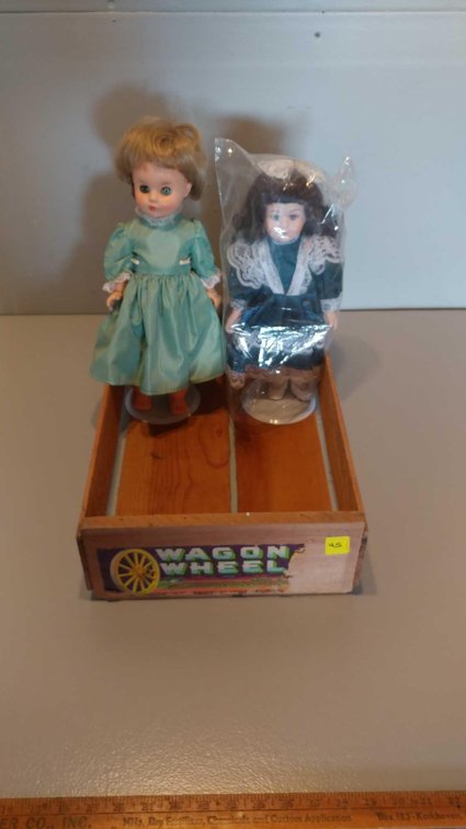 PORCELAIN DOLL W/DOLL STAND, & OTHER DOLL W/DOLL STAND