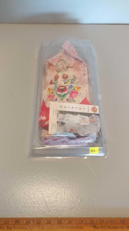 JUDIT FOLKLOR PORCELAIN COLL W/DOLL STAND, (NEW IN CASE)