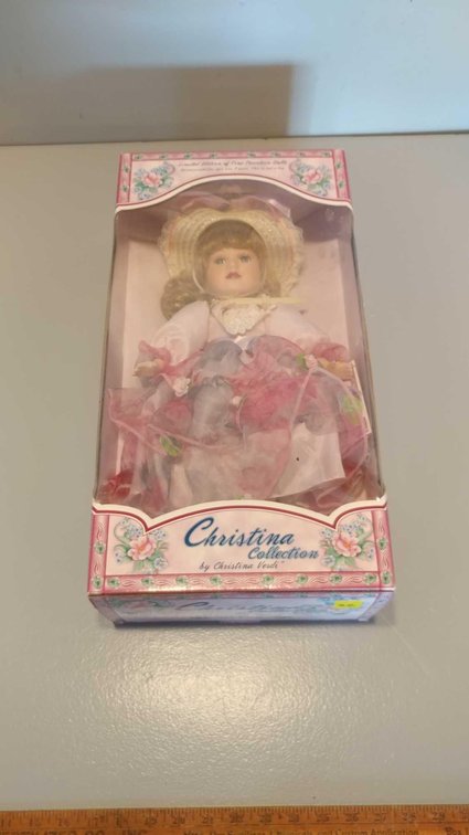 LIMITED EDITION OF FINE PORCELAIN DOLLS, CHRISTINA COLLECTION PORCELAIN DOLL W/STAND BY CHR