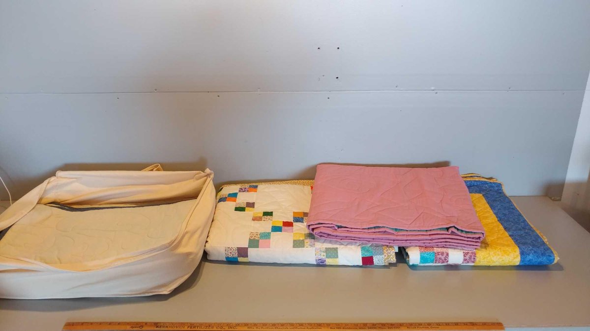 (4) HOMEMADE STITCHED QUILTS