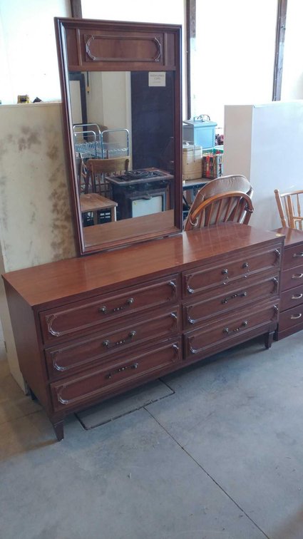 WOODEN 6-DRAWER END TABLE (15"W X 27"H X 12"D)