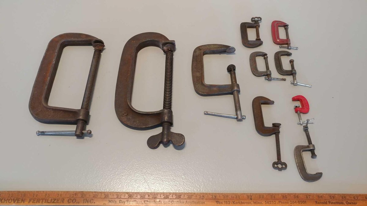 LARGE ASSORTMENT OF C-CLAMPS ALL SIZES