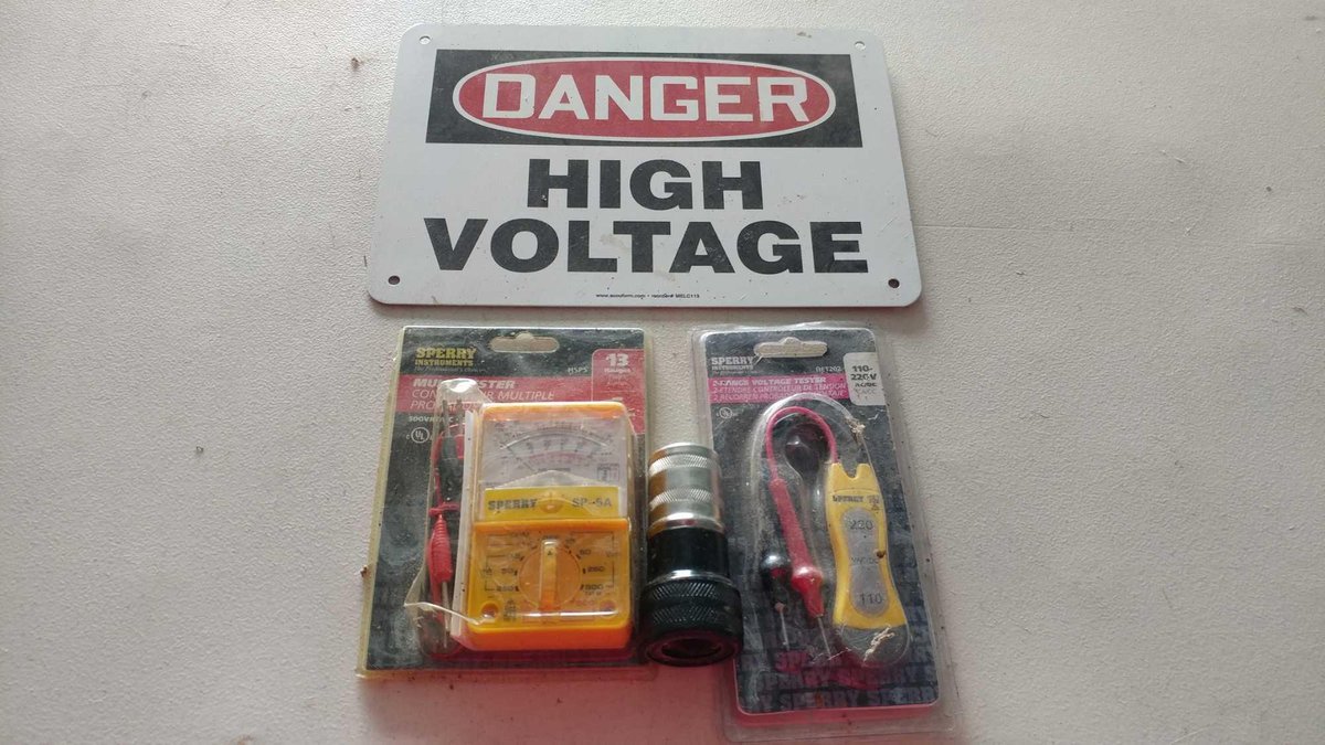 2-RANGE VOLTAGE TESTER, MULTI TESTER, BATTERY POST CLEANER, HIGH VOLTAGE SIGN