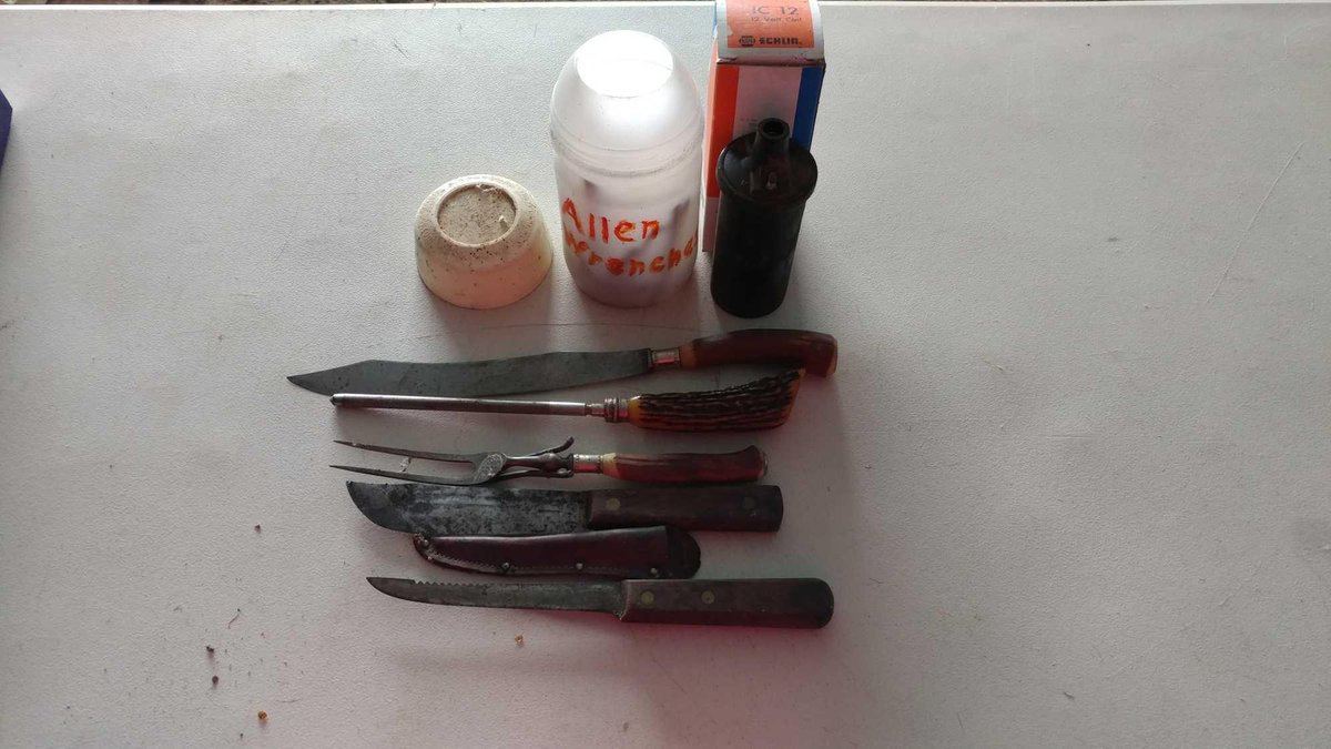 ALLEN WRENCHES, SHARPENER, KNIVES, AND 12-VOLT COIL
